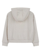 Felpa con zip per bambino Michael Kors Kids beige con stampa logo all - over - Rubino Kids