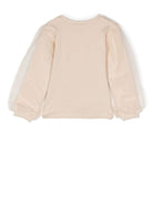 Felpa girocollo per bambina Donsje beige con maniche in tulle - Rubino Kids