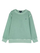 Felpa girocollo per bambino Ralph Lauren Kids verde con ricamo Polo Pony - Rubino Kids