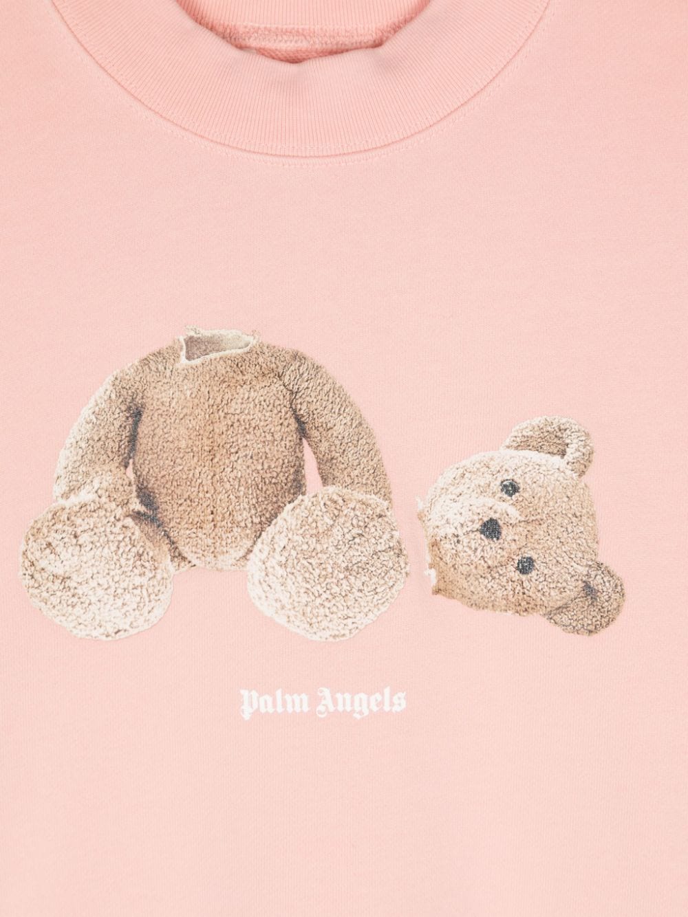 Felpa in cotone Broken Bear per bambina Palm Angels Kids con stampa orsetto - Rubino Kids