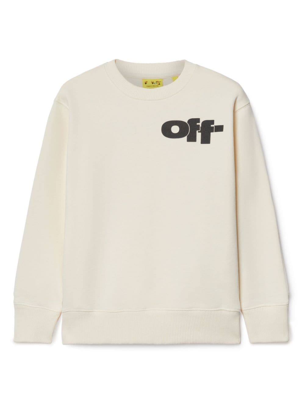 Felpa in cotone con grafica per bambino Off - White Kids bianco con stampa del logo sul petto - Rubino Kids