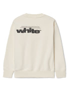 Felpa in cotone con grafica per bambino Off - White Kids bianco con stampa del logo sul petto - Rubino Kids