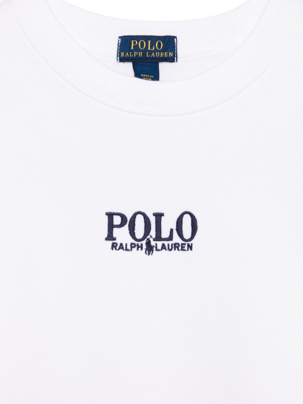 Felpa in spugna francese con logo per bambino Ralph Lauren Kids bianco con maniche lunghe - Rubino Kids