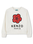 Felpa leggera per bambina Kenzo Kids bianco con maniche lunghe - Rubino Kids