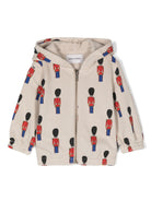 Felpa Little Tin Soldiers per neonato Bobo Choses beige con cappuccio ampio - Rubino Kids