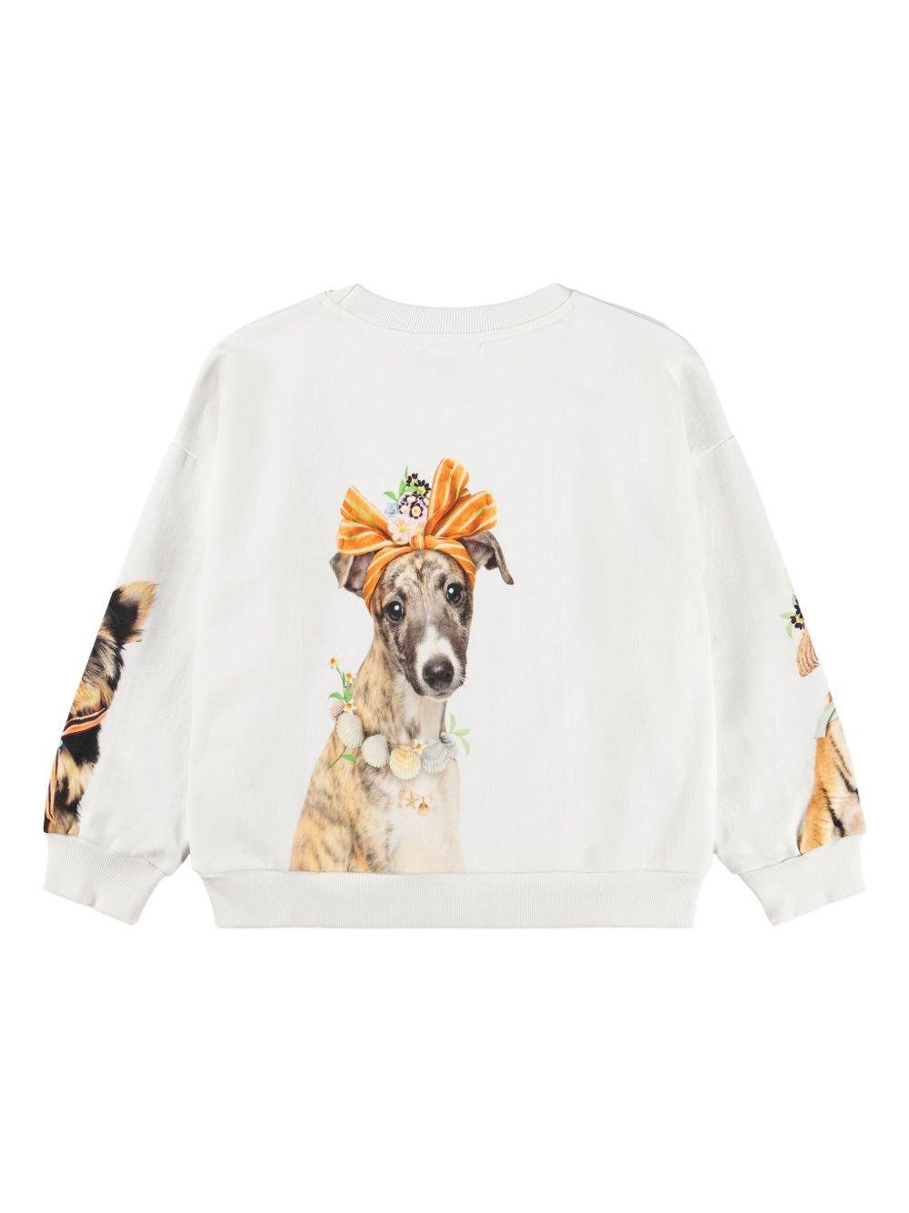 Felpa Maxi per bambina Molo bianca con stampa animali - Rubino Kids