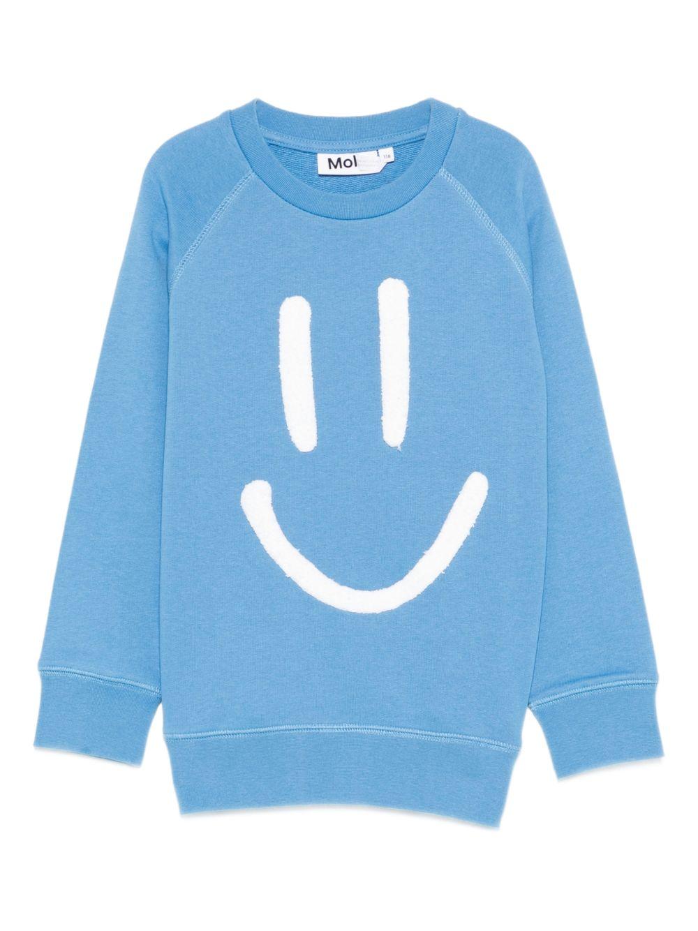 Felpa Mike per bambino Molo azzurra con stampa smile - Rubino Kids