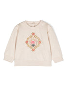 Felpa Pegaso con ricamo per neonata ETRO KIDS beige con stampa a fiori sul davanti - Rubino Kids