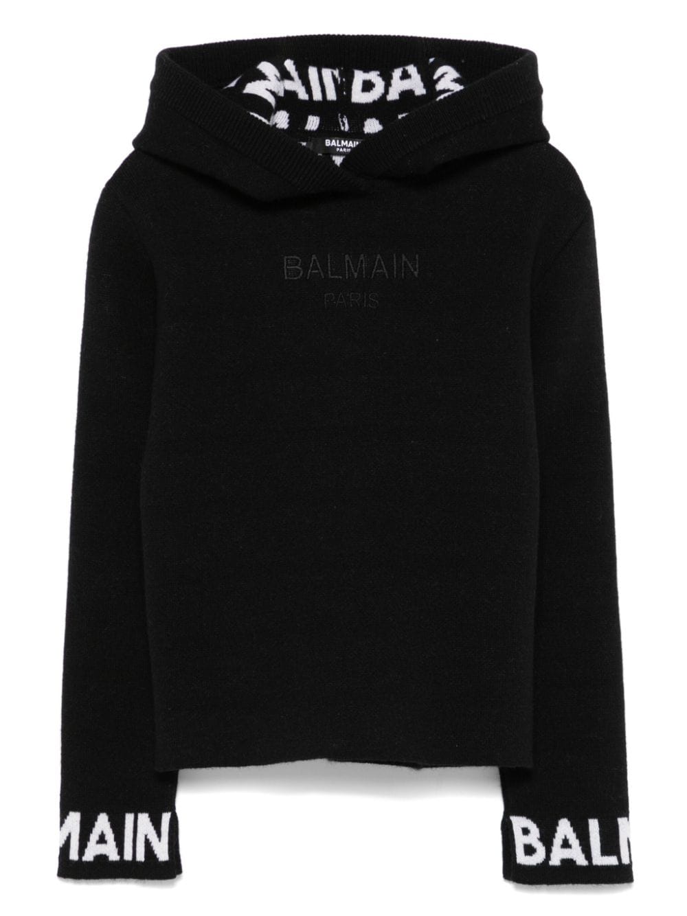 Felpa per bambina Balmain Kids nero con cappuccio con logo ricamato - Rubino Kids