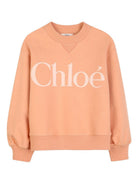 Felpa per bambina Chloé Kids arancione con stampa con logo - Rubino Kids