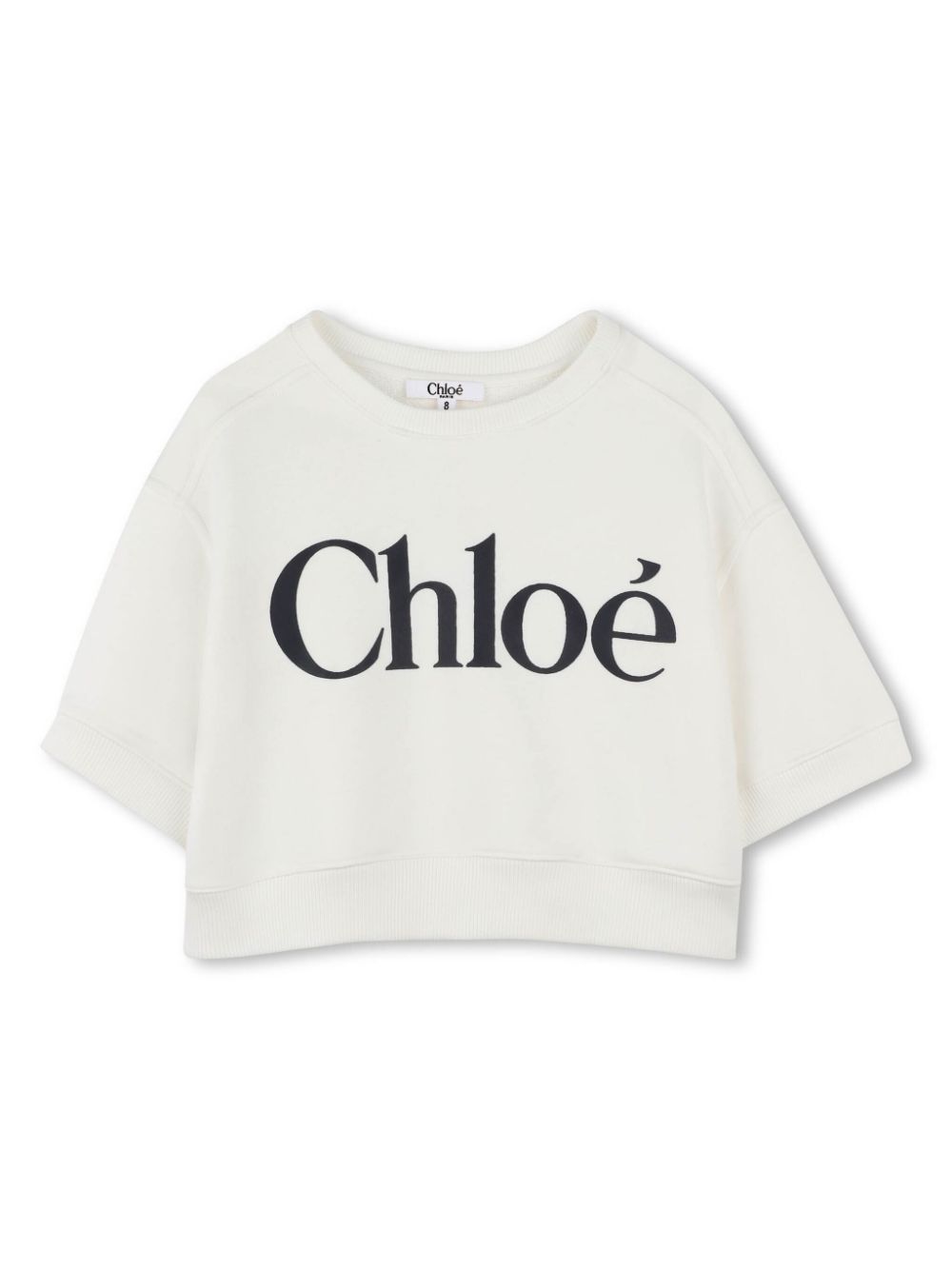 Felpa per bambina Chloé Kids bianco con stampa logo sul davanti - Rubino Kids