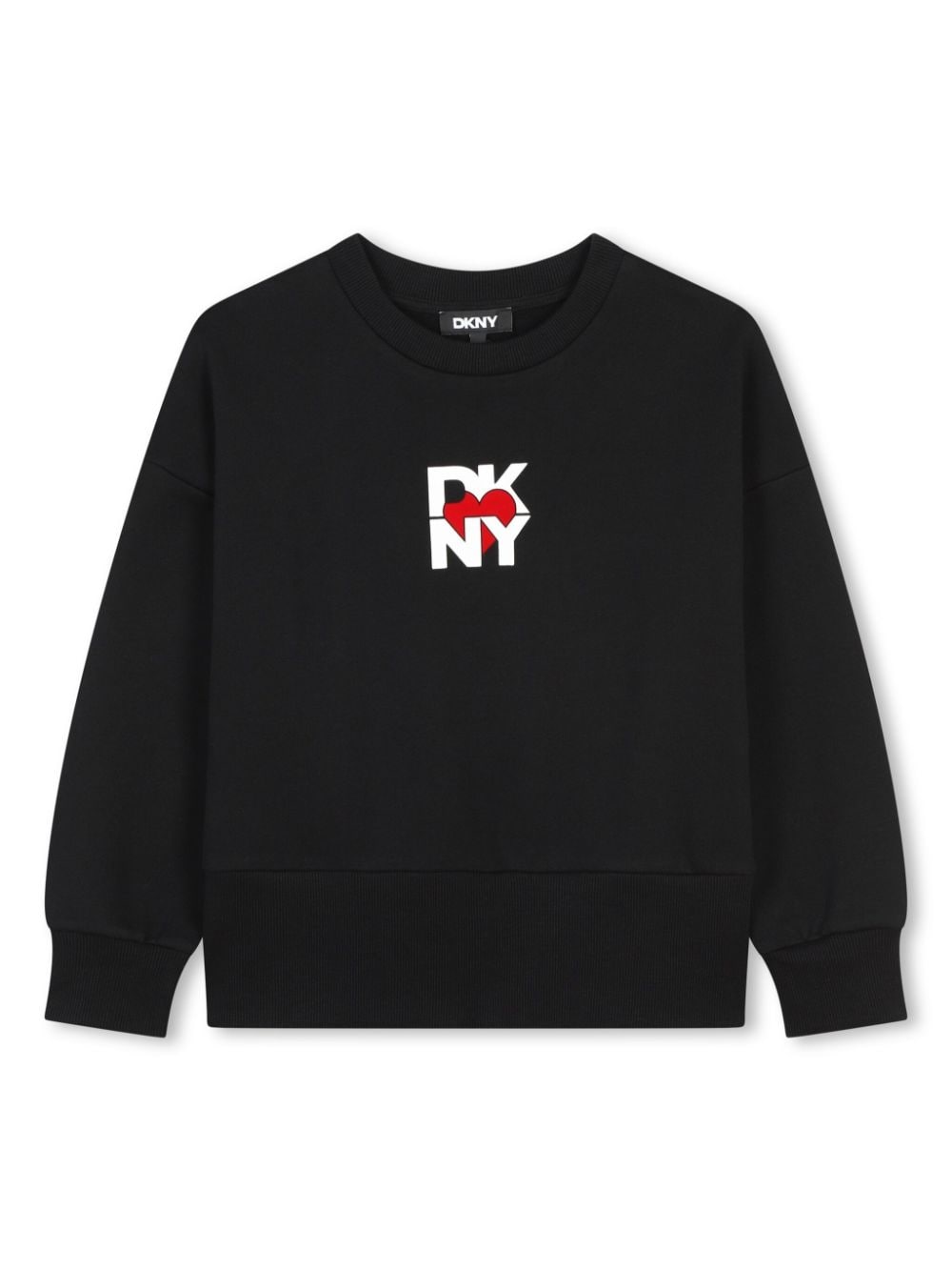 Felpa per bambina Dkny Kids nero con stampa con logo sul davanti - Rubino Kids