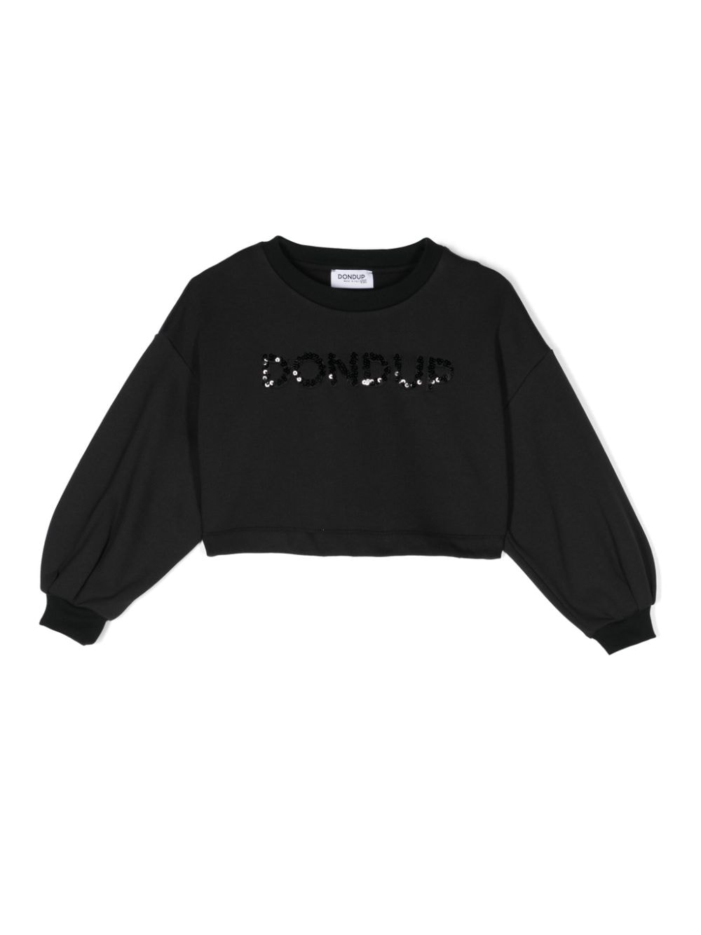 Felpa per bambina Dondup Kids nero con dettaglio logo con paillettes - Rubino Kids