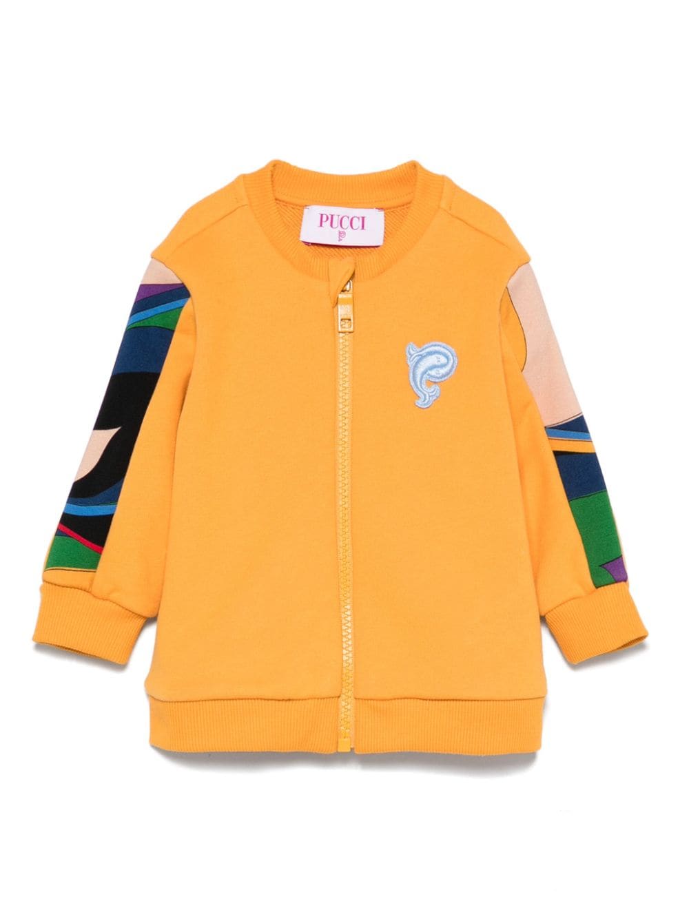 Felpa per bambina Emilio Pucci Junior arancione con stampa Iride - Rubino Kids