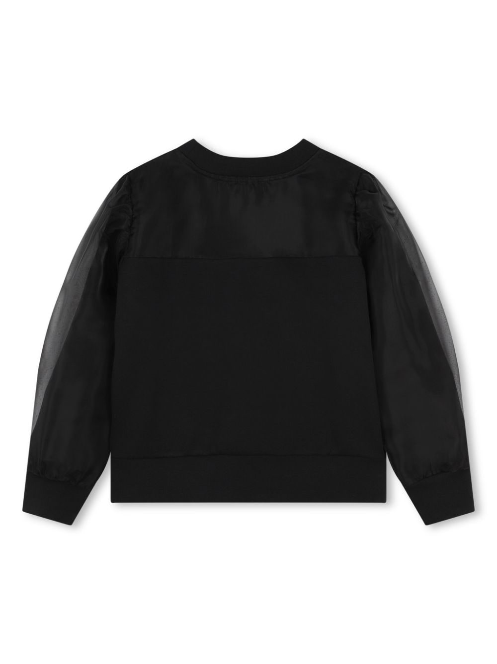 Felpa per bambina Karl Lagerfeld Kids nero con maniche lunghe in organza - Rubino Kids