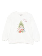 Felpa per bambina MC2 Saint Barth Kids bianca con stampa grafica natalizia - Rubino Kids