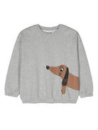 Felpa per bambina Mini Rodini Dog grigio con motivo con ricamo cane - Rubino Kids