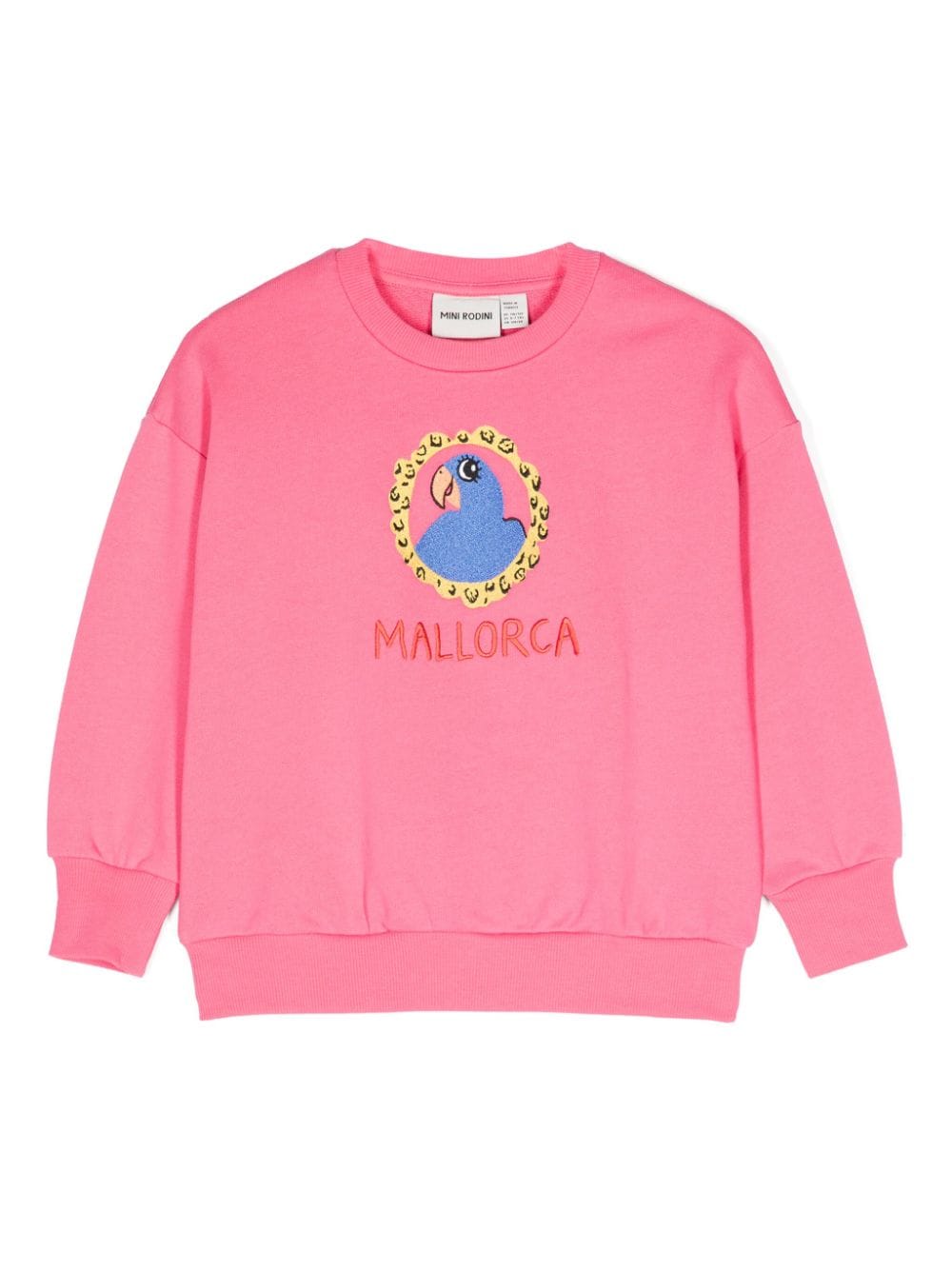 Felpa per bambina Mini Rodini rosa con ricamo Parrot - Rubino Kids