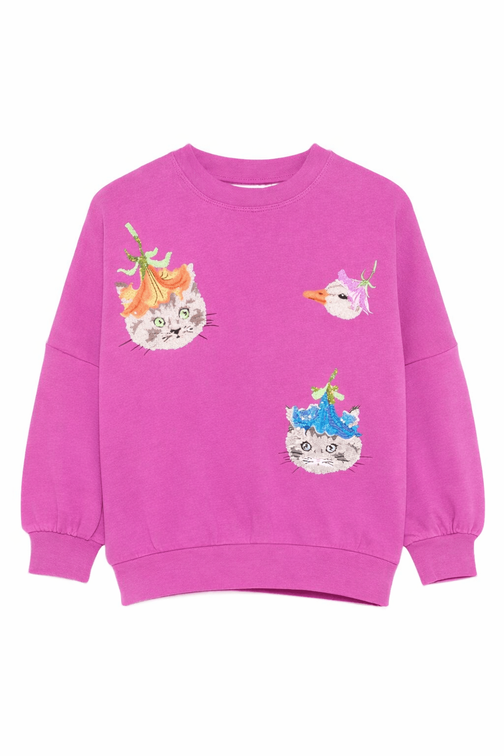 Felpa per bambina Molo fucsia con stampa grafica animali - Rubino Kids