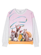 Felpa per bambina Molo Reniza Sporty Cats grigio e rosa con stampa - Rubino Kids