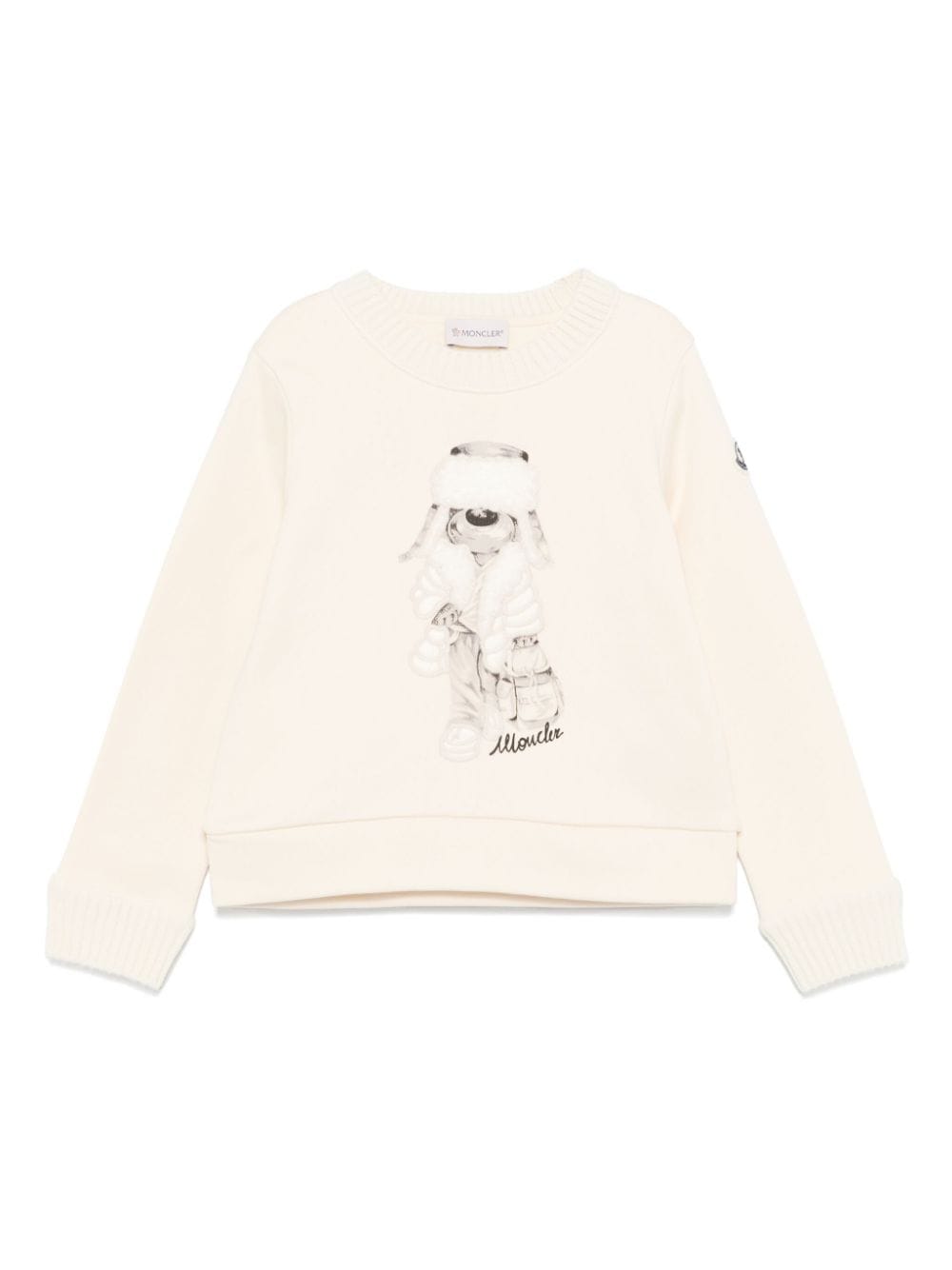 Felpa per bambina Moncler Enfant bianco con stampa cane - Rubino Kids