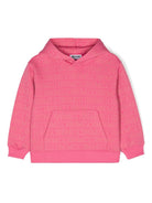 Felpa per bambina Moschino Kids rosa con cappuccio e stampa logo all - over - Rubino Kids