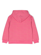 Felpa per bambina Moschino Kids rosa con cappuccio e stampa logo all - over - Rubino Kids