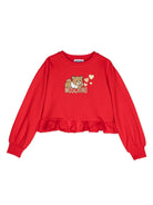 Felpa per bambina Moschino Kids rosso con orlo svasato - Rubino Kids