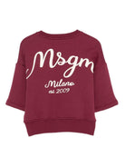 Felpa per bambina MSGM Kids bordeaux con logo ricamato - Rubino Kids
