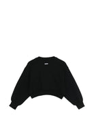 Felpa per bambina MSGM Kids nera con applicazione logo - Rubino Kids