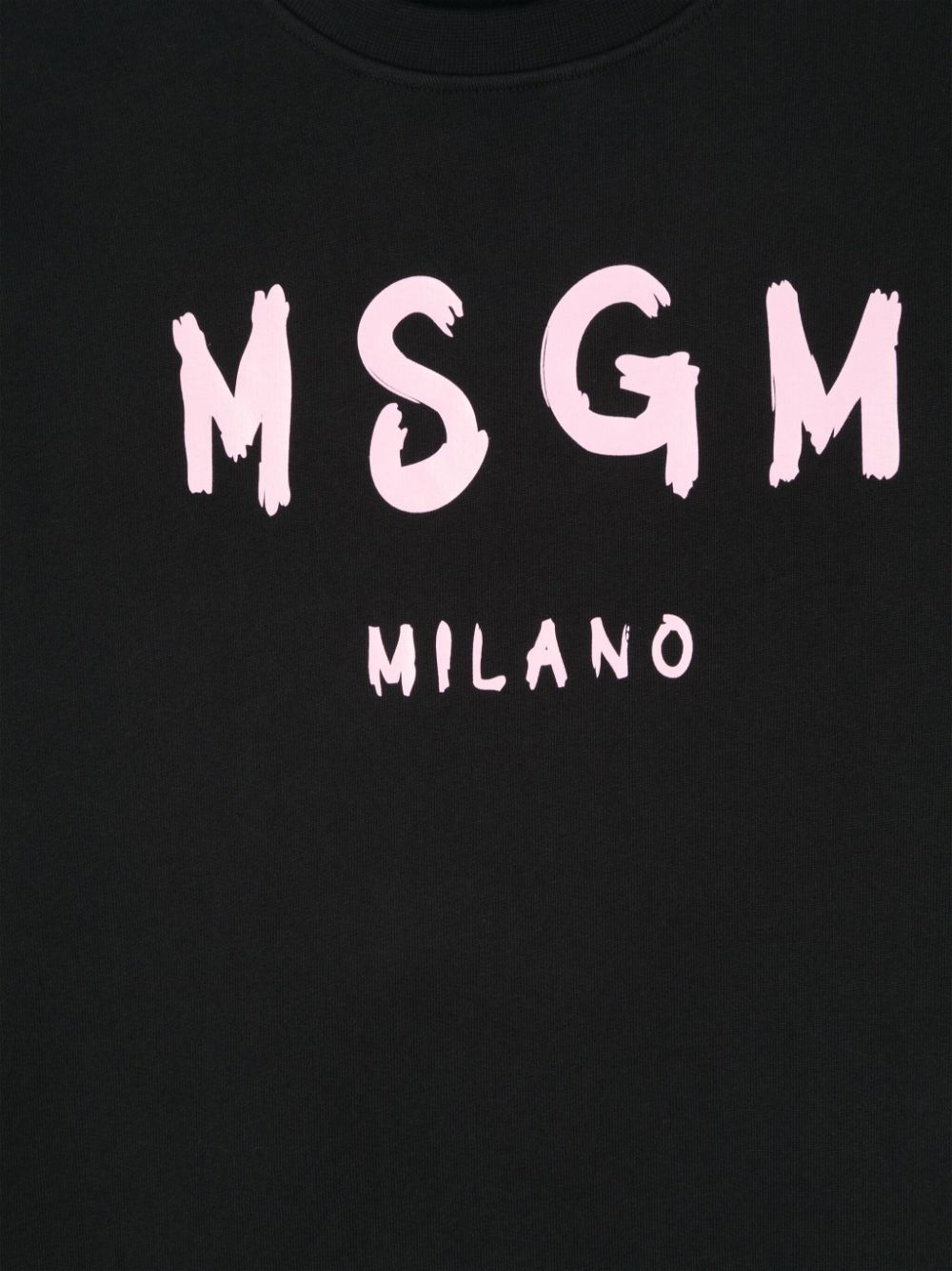 Felpa per bambina MSGM Kids nero con stampa logo in rosa - Rubino Kids