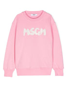 Felpa per bambina MSGM Kids rosa con stampa logo sul davanti - Rubino Kids