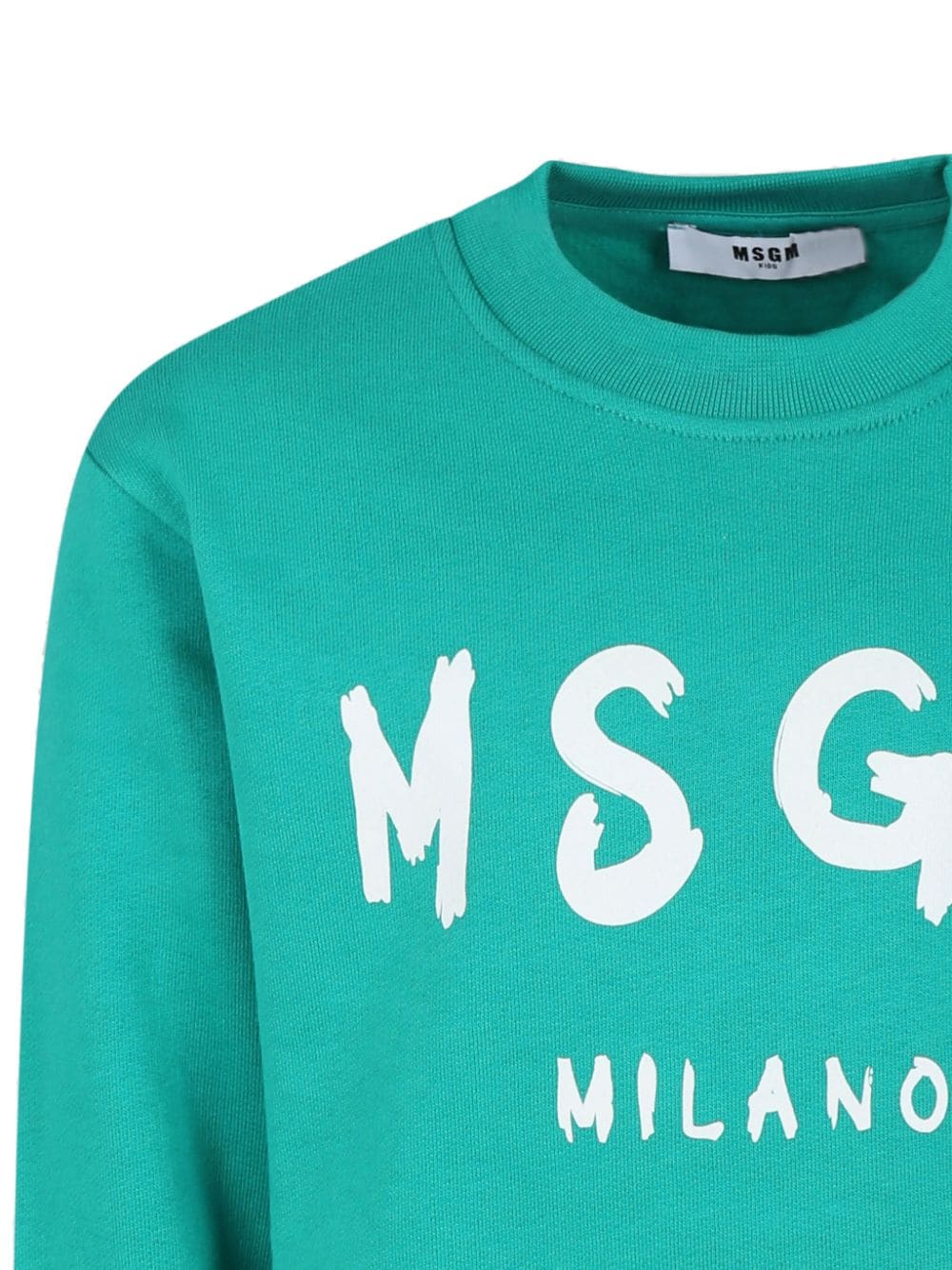 Felpa per bambina MSGM Kids verde acqua con stampa logo in bianco - Rubino Kids