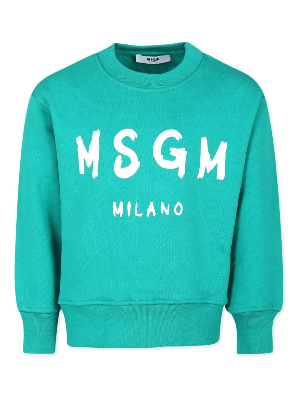 Felpa per bambina MSGM Kids verde acqua con stampa logo in bianco - Rubino Kids