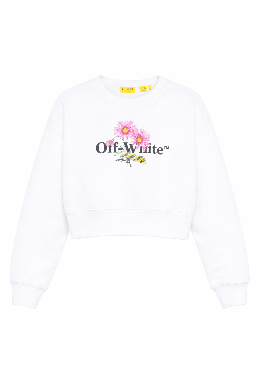 Felpa per bambina Off - White Kids bianca con stampa grafica floreale sul davanti - Rubino Kids