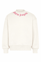 Felpa per bambina Palm Angels Kids bianca con logo fucsia sul davanti - Rubino Kids