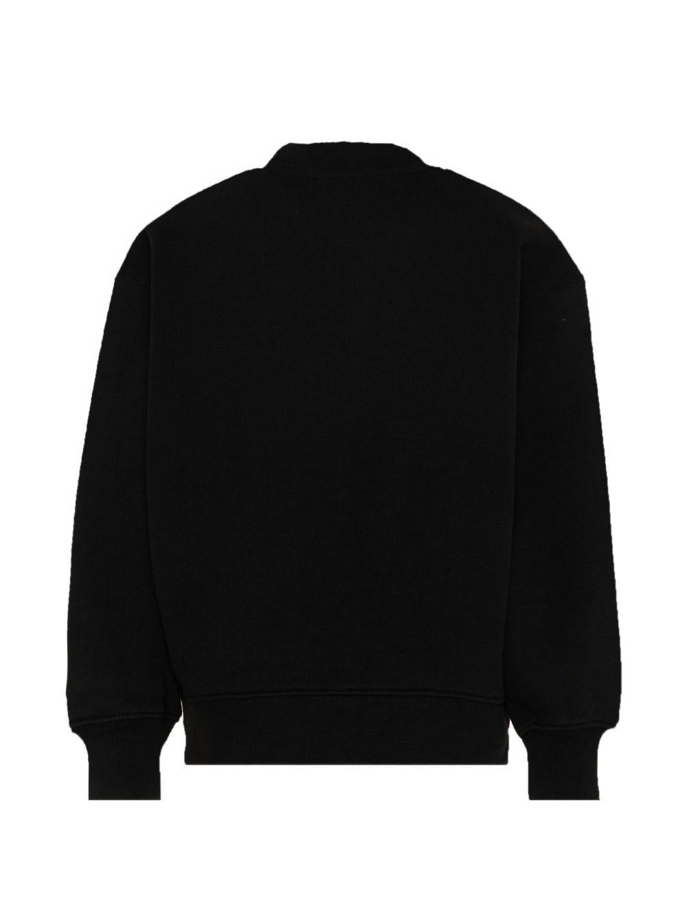 Felpa per bambina Palm Angels Kids nera con stampa logo fucsia - Rubino Kids