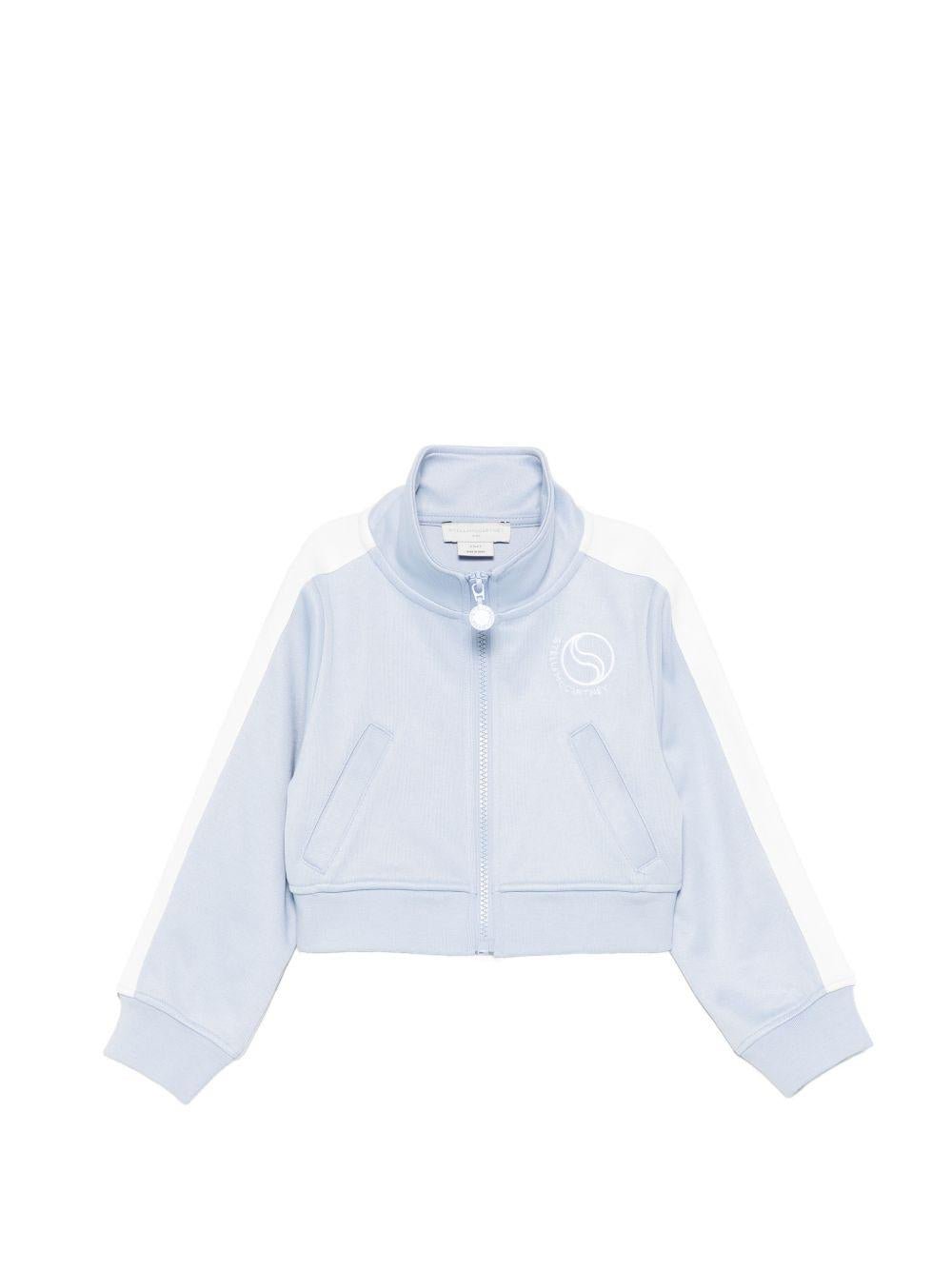 Felpa per bambina Stella McCartney Kids azzurra con dettaglio a righe - Rubino Kids