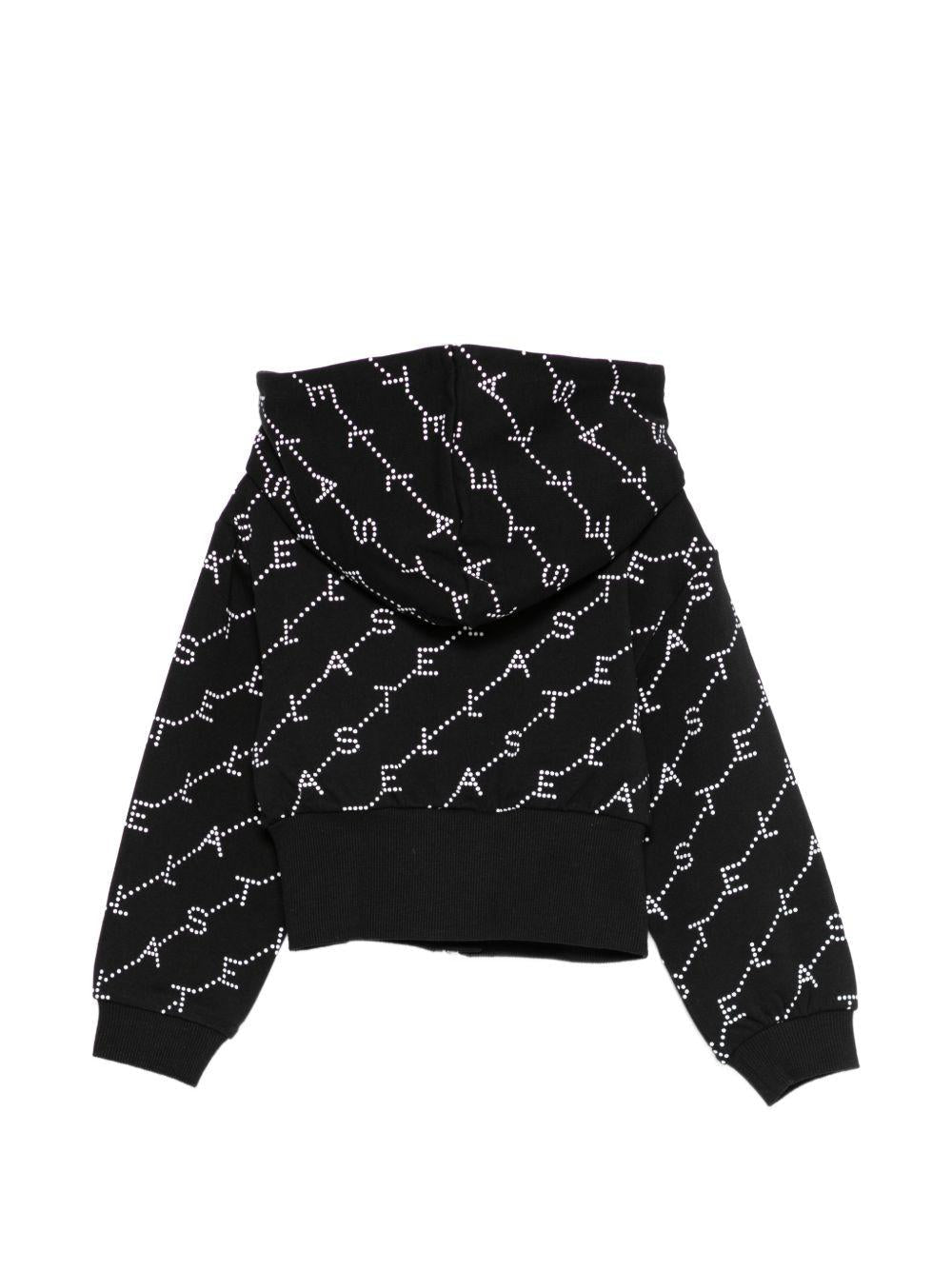 Felpa per bambina Stella McCartney Kids nera con stampa logo all - over - Rubino Kids