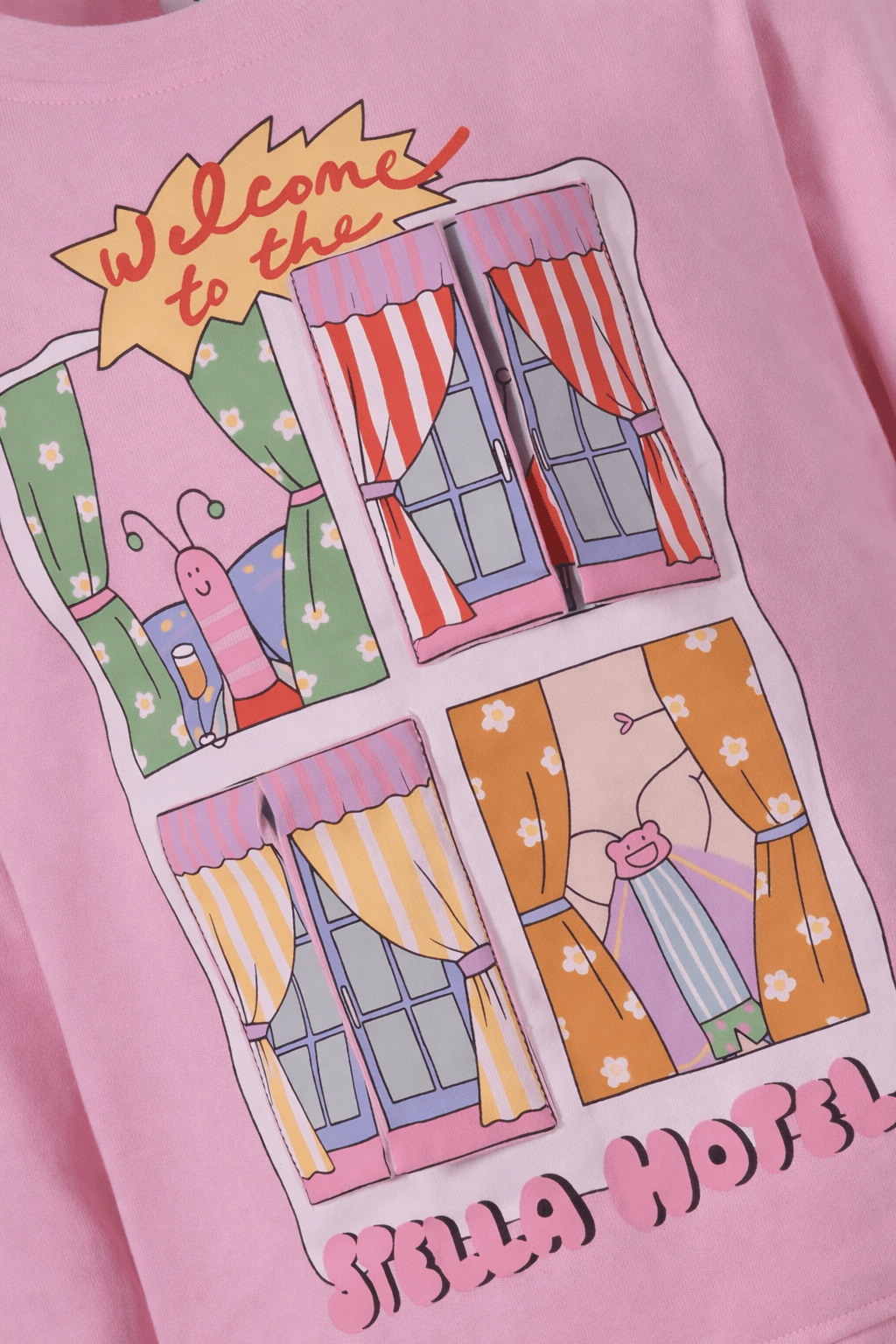 Felpa per bambina Stella McCartney Kids rosa a girocollo con stampa grafica sul davanti - Rubino Kids