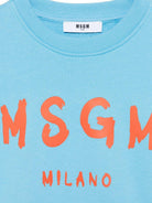 Felpa per bambini MSGM Kids azzurra con stampa logo - Rubino Kids