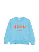 Felpa per bambini MSGM Kids azzurra con stampa logo - Rubino Kids