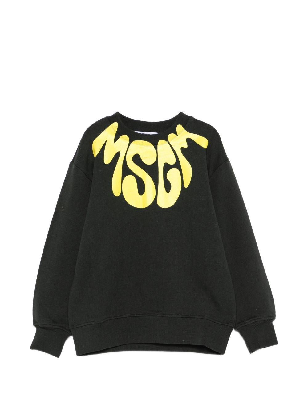 Felpa per bambini MSGM Kids nera con stampa logo sul davanti - Rubino Kids