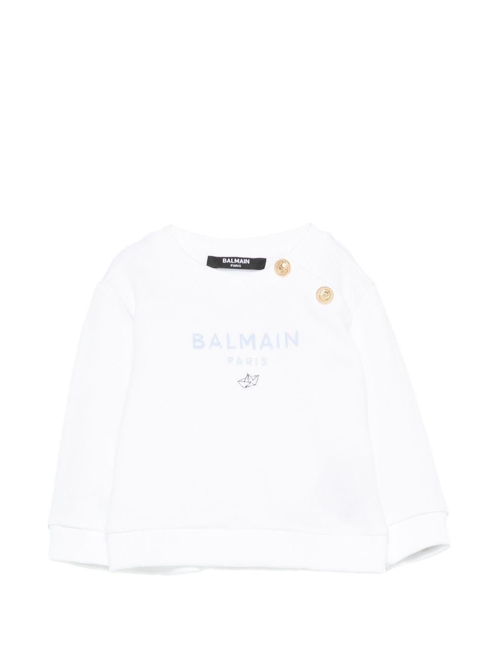 Felpa per bambino Balmain Kids bianca con bottoni - Rubino Kids