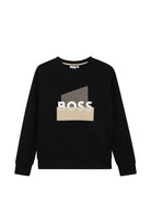 Felpa per bambino Boss Kids nera con stampa grafica - Rubino Kids