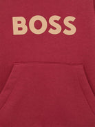 Felpa per bambino BOSS Kidswear rosso con stampa logo sul petto e tasca a marsupio - Rubino Kids