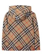 Felpa per bambino Burberry Kids marrone con cappuccio e motivo a quadri - Rubino Kids