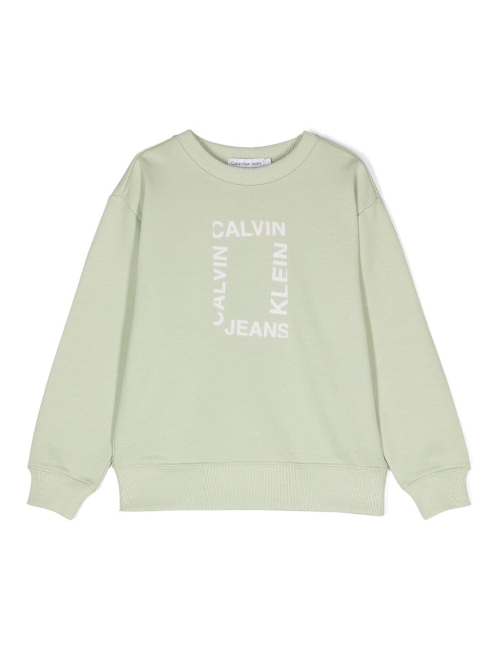 Felpa per bambino Calvin Klein Kids verde in cotone con logo floccato - Rubino Kids