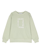 Felpa per bambino Calvin Klein Kids verde in cotone con logo floccato - Rubino Kids