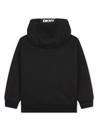 Felpa per bambino Dkny Kids nero con stampa con logo sul cappuccio - Rubino Kids